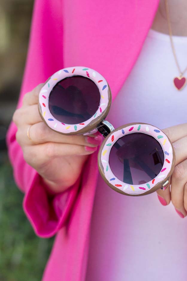 DIY Crafts Using Nail Polish - DIY Donut Glasses - Fun, Cool, Easy and Cheap Craft Ideas for Girls, Teens, Tweens and Adults | Wire Flowers, Glue Gun Craft Projects and Jewelry Made From nailpolish - Water Marble Tutorials and How To With Step by Step Instructions 