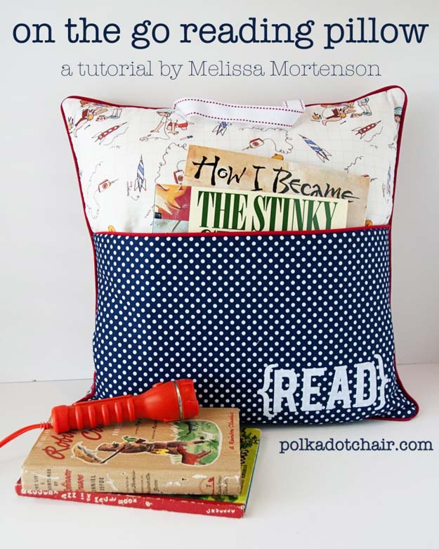 DIY Pillows and Fun Pillow Projects - DIY On The Go Reading Pillow - Creative, Decorative Cases and Covers, Throw Pillows, Cute and Easy Tutorials for Making Crafty Home Decor - Sewing Tutorials and No Sew Ideas for Room and Bedroom Decor for Teens, Teenagers and Adults