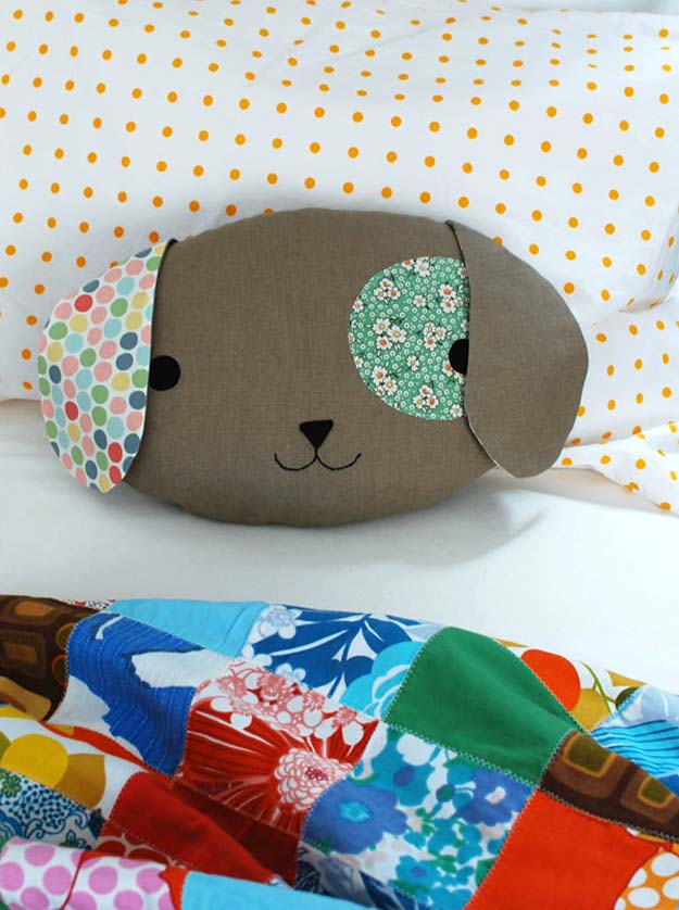 DIY Pillows and Fun Pillow Projects - DIY Puppy Pillow Softie - Creative, Decorative Cases and Covers, Throw Pillows, Cute and Easy Tutorials for Making Crafty Home Decor - Sewing Tutorials and No Sew Ideas for Room and Bedroom Decor for Teens, Teenagers and Adults