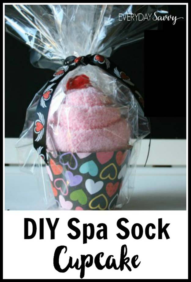 Cool Crafts Made With Old Socks - DIY Spa Sock Cupcake - Fun DIY Projects and Gifts You Can Make With A Sock - Easy DIY Ideas for Teens, Teenagers, Kids and Adults - Step by Step Tutorials and Instructions for Making Room Decor, Animals, Cat, Rabbit, Owl, Puppets, Snowman, Gloves 