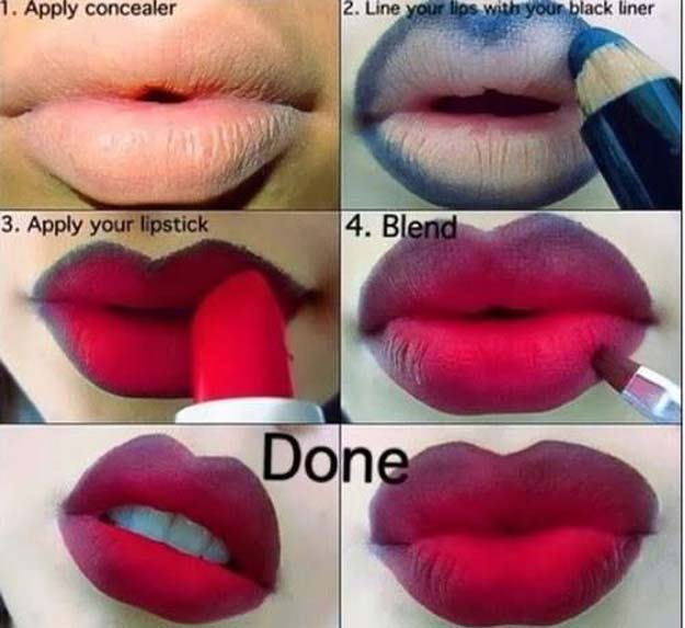 Lipstick Tutorials - Best Step by Step Makeup Tutorial How To - How to Apply Red Lipstick Using Black Pencil - Easy and Quick Ways to Apply Lipstick and Awesome Beauty Ideas - Cool Ideas for Teen Makeup for School, Party and Special Occasion - Makeup Tutorials for Beginners - Lip Liner Tips and Tricks to Add Volume, DIY Lip Techniques for Fuller Lips - DIY Projects and Crafts for Teens 