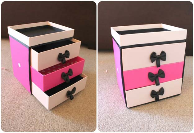 DIY Makeup Organizing Ideas - Make Up Storage - Projects for Makeup Drawer, Box, Storage, Jars and Wall Displays - Cheap Dollar Tree Ideas with Cardboard and Shoebox - Wood Organizers, Tray and Travel Carriers 