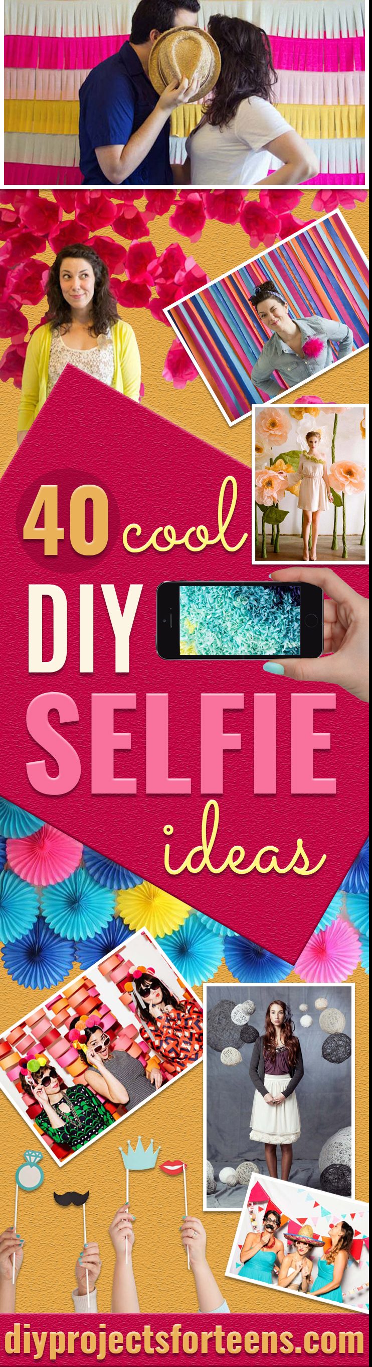 DIY Selfie Ideas - Cool Ideas for Photo Booth and Picture Station - Props, Light, Mirror, Board, Wall, Background and Tips for Shooting Best Selfies - DIY Projects and Crafts for Teens 
