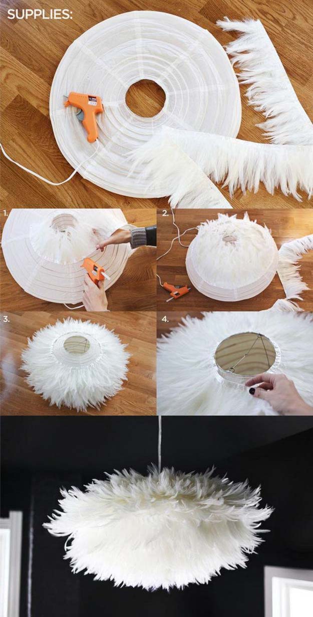All White DIY Room Decor - DIY Chic White Feather Chandelier - Creative Home Decor Ideas for the Bedroom and Teen Rooms - Do It Yourself Crafts and White Wall Art, Bedding, Curtains, Lamps, Lighting, Rugs and Accessories - Easy Room Decoration Ideas for Girls, Teens and Tweens - Cute DIY Gifts and Projects With Step by Step Tutorials and Instructions 