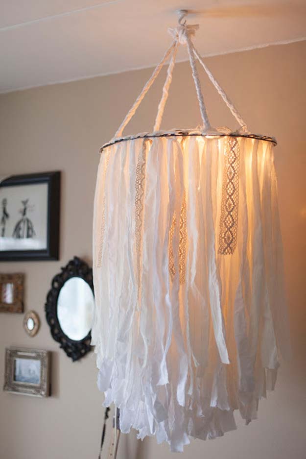 All White DIY Room Decor - DIY Statement Cloth Chandelier - Creative Home Decor Ideas for the Bedroom and Teen Rooms - Do It Yourself Crafts and White Wall Art, Bedding, Curtains, Lamps, Lighting, Rugs and Accessories - Easy Room Decoration Ideas for Girls, Teens and Tweens - Cute DIY Gifts and Projects With Step by Step Tutorials and Instructions 