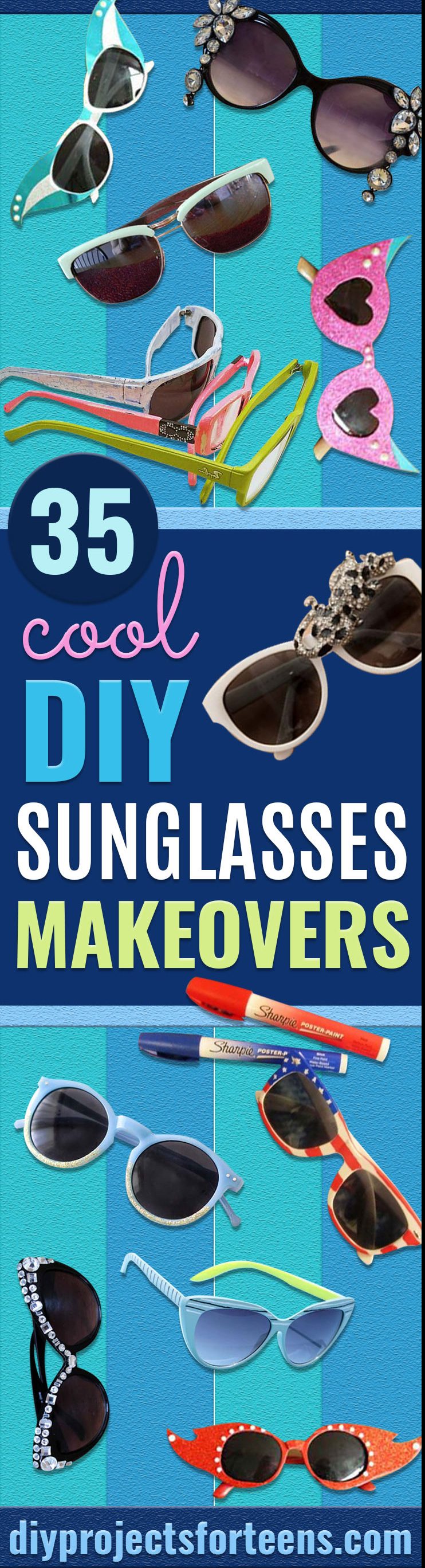 DIY Sunglasses Makeovers - Fun Ways to Decorate and Embellish Sunglasses - Embroider, Paint, Add Jewels and Glitter to Your Shades - Cheap and Easy Projects and Crafts for Teens