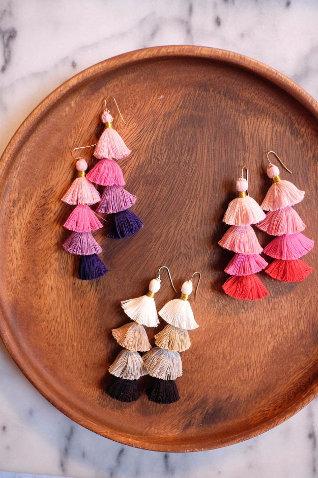 Easy Crafts for Teens - DIY Multicolor Tassel Earrings - Cheap and Easy DIY Projects for Teenagers - Learn Basic Craft Techniques and Tutorials for Learning The Basics for Do It Yourself Projects and Fun Crafts - Easy Step by Step Tutorials for Making Pom Poms, Using a Glue Gun, Painting How To and More - Cool Ideas for Teens, Teenagers and Adults - Cheap Arts and Crafts Ideas and Tips 