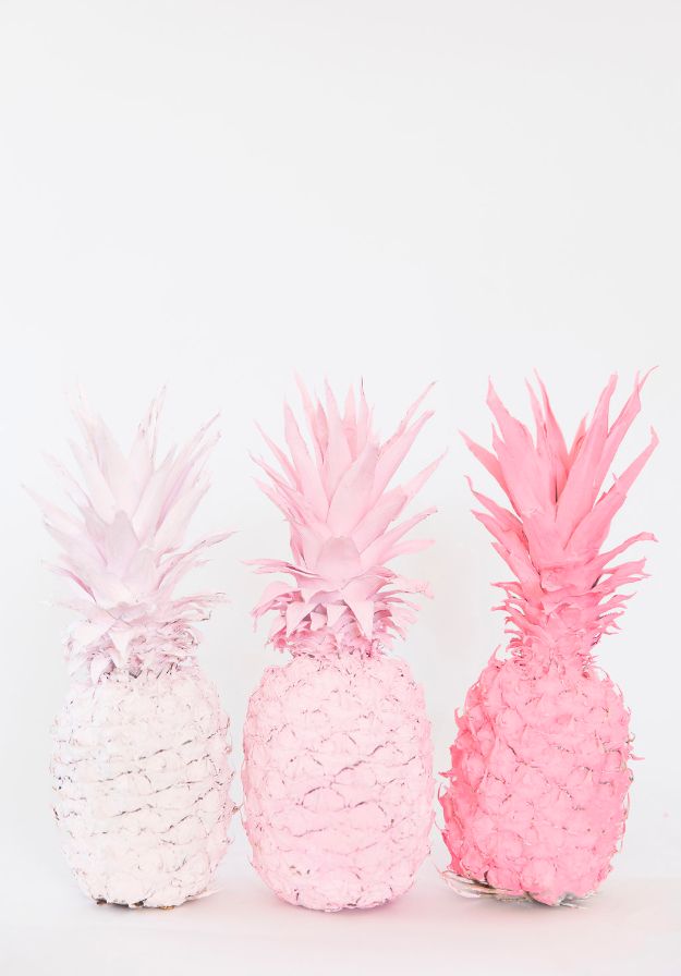 Best DIY Room Decor Ideas for Teens and Teenagers - Ombre Spray Painted Pineapples - Best Cool Crafts, Bedroom Accessories, Lighting, Wall Art, Creative Arts and Crafts Projects, Rugs, Pillows, Curtains, Lamps and Lights - Easy and Cheap Do It Yourself Ideas for Teen Bedrooms and Play Rooms #teencrafts #diydecor #roomideas #teenrooms #teendecor #diyideas
