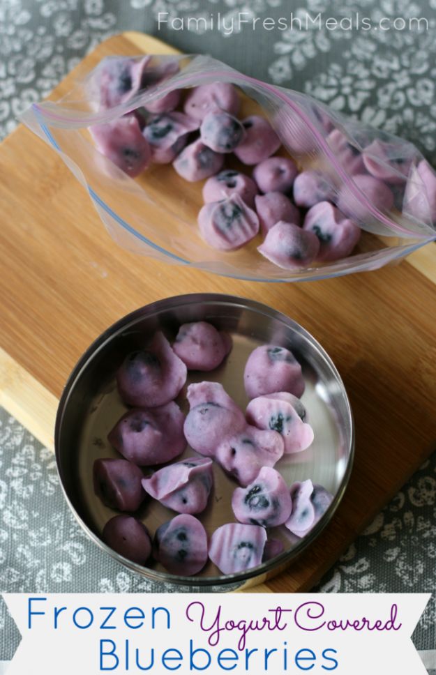 Easy Desserts for Teens to Make at Home - Frozen Yogurt Covered Blueberries - Cool Dessert Recipes That Are Simple and Quick Enough For Teens, Teenagers and Older Kids - Best Dorm Snacks and Ideas - Microwave, No Bake, 3 Ingredient, Chocolate, Mug Cakes and More #desserts #teenrecipes #recipes #dessertrecipes #easyrecipes