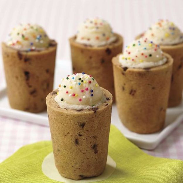 Easy Desserts for Teens to Make at Home - Ice Cream Chocolate Chip Cookie Shooters - Cool Dessert Recipes That Are Simple and Quick Enough For Teens, Teenagers and Older Kids - Best Dorm Snacks and Ideas - Microwave, No Bake, 3 Ingredient, Chocolate, Mug Cakes and More #desserts #teenrecipes #recipes #dessertrecipes #easyrecipes