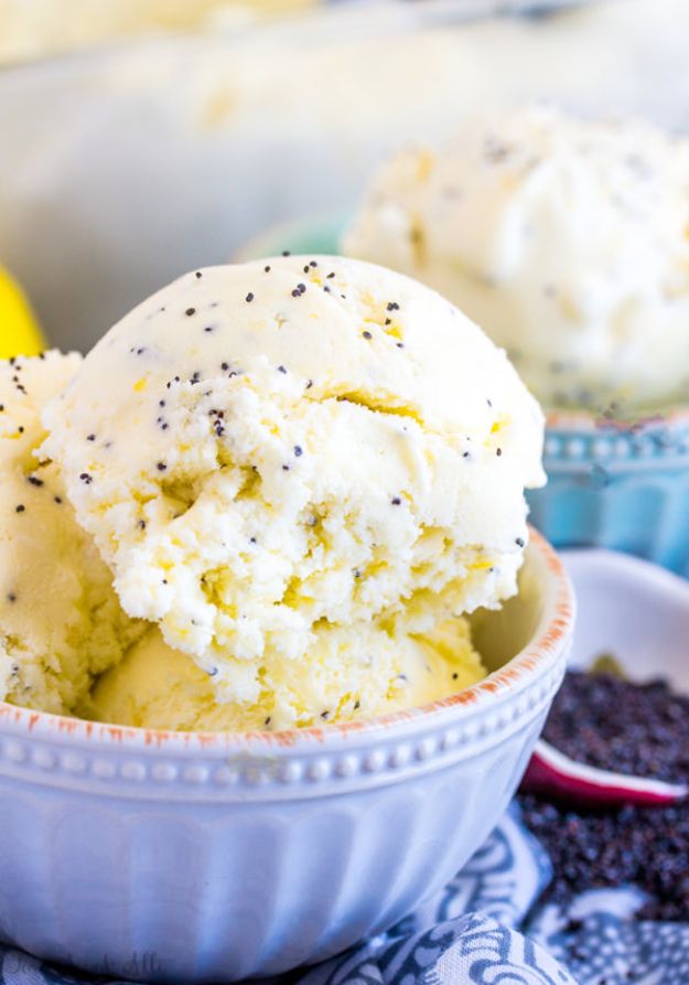 Easy Desserts for Teens to Make at Home - Lemon Poppyseed Ice Cream - Cool Dessert Recipes That Are Simple and Quick Enough For Teens, Teenagers and Older Kids - Best Dorm Snacks and Ideas - Microwave, No Bake, 3 Ingredient, Chocolate, Mug Cakes and More #desserts #teenrecipes #recipes #dessertrecipes #easyrecipes