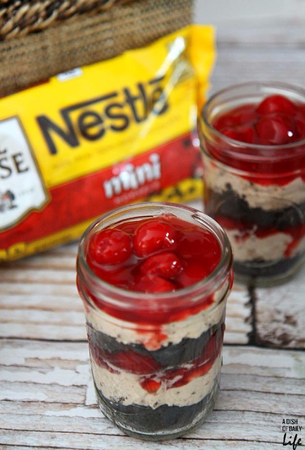 Easy Desserts for Teens to Make at Home - No Bake Cherry Chocolate Cheesecake Parfaits - Cool Dessert Recipes That Are Simple and Quick Enough For Teens, Teenagers and Older Kids - Best Dorm Snacks and Ideas - Microwave, No Bake, 3 Ingredient, Chocolate, Mug Cakes and More #desserts #teenrecipes #recipes #dessertrecipes #easyrecipes