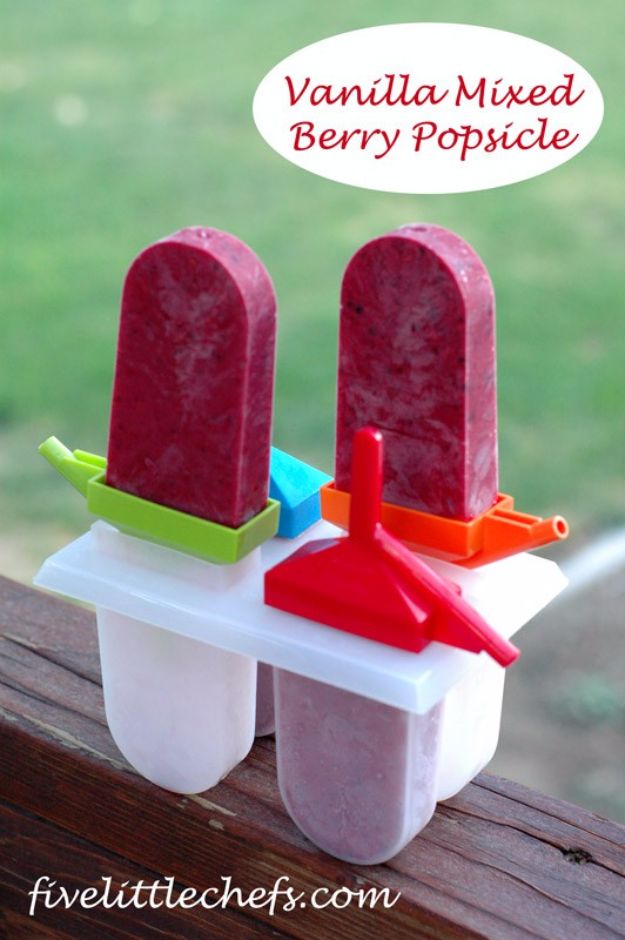 Easy Desserts for Teens to Make at Home - Vanilla Mixed Berry Popsicle - Cool Dessert Recipes That Are Simple and Quick Enough For Teens, Teenagers and Older Kids - Best Dorm Snacks and Ideas - Microwave, No Bake, 3 Ingredient, Chocolate, Mug Cakes and More #desserts #teenrecipes #recipes #dessertrecipes #easyrecipes
