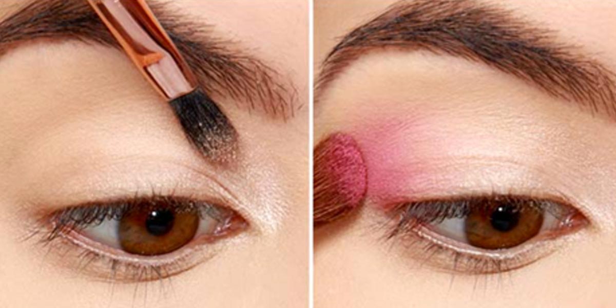how to apply pink eye shadow steps