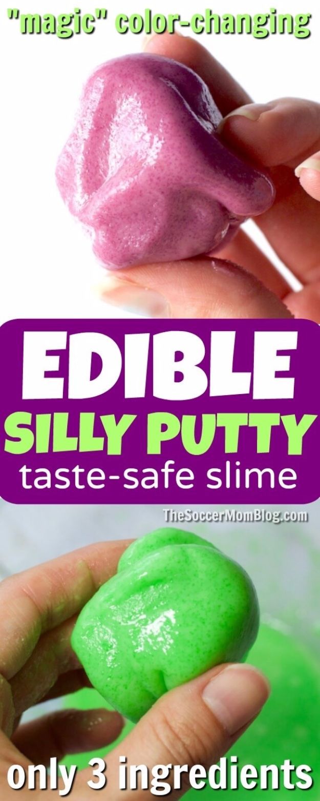 Best DIY Slime Recipes - 3-Ingredient Color-Changing Edible Silly Putty - Cool and Easy Slime Recipe and Tutorials - Ideas Without Glue, Without Borax, For Kids, With Liquid Starch, Cornstarch and Laundry Detergent - How to Make Slime at Home - Fun Crafts and DIY Projects for Teens, Kids, Teenagers and Teens - Galaxy and Glitter Slime, Edible Slime, Rainbow Colored Slime, Shaving Cream recipes and more fun crafts and slimes #slimerecipes #slime #diyslime #teencrafts