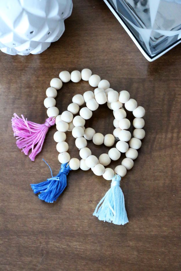 Cheap Crafts for Teens - Wooden Tassel Bracelet - Inexpensive DIY Projects for Teenagers and Tweens - Cute Room Decor, School Supplies, Accessories and Clothing You Can Make On A Budget - Fun Dollar Store Crafts - Cool DIY Gift Ideas for Christmas, Birthdays, BFF gifts and more - Step by Step Tutorials and Instructions #cheapcrafts #dollarstorecrafts #teencrafts #dollartreecrafts
