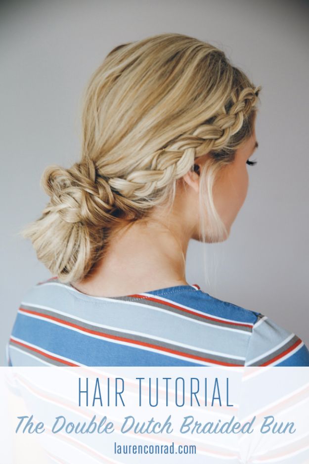 Easy Braids With Tutorials - Double Dutch Braid Bun - Cute Braiding Tutorials for Teens, Girls and Women - Easy Step by Step Braid Ideas - Quick Hairstyles for School - Creative Braids for Teenagers - Tutorial and Instructions for Hair Braiding