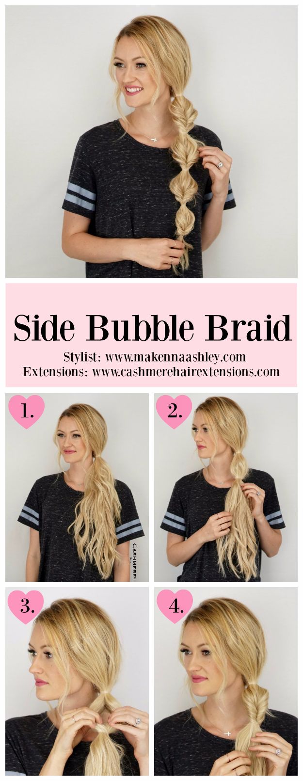 Easy Braids With Tutorials - Side Bubble Braid - Cute Braiding Tutorials for Teens, Girls and Women - Easy Step by Step Braid Ideas - Quick Hairstyles for School - Creative Braids for Teenagers - Tutorial and Instructions for Hair Braiding