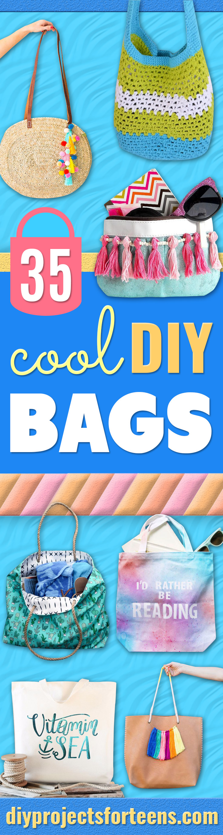 DIY Bags for Summer - Easy Ideas to Make for Beach and Pool - Quick Projects for a Bag on A Budget - Cute No Sew Idea, Quick Sewing Patterns - Paint and Crafts for Making Creative Beach Bags - Fun Tutorials for Kids, Teens, Teenagers, Girls and Adults http://diyprojectsforteens.com/diy-bags-summer