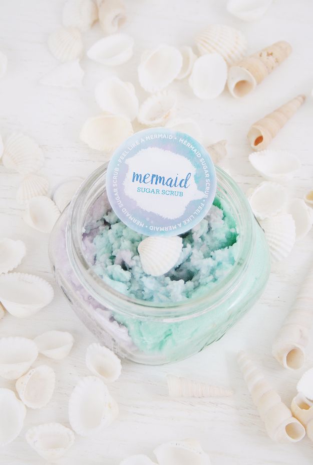 DIY Mermaid Crafts - DIY Mermaid Sugar Scrub - How To Make Room Decorations, Art Projects, Jewelry, and Makeup For Kids, Teens and Teenagers - Mermaid Costume Tutorials - Fun Clothes, Pillow Projects, Mermaid Tail Tutorial