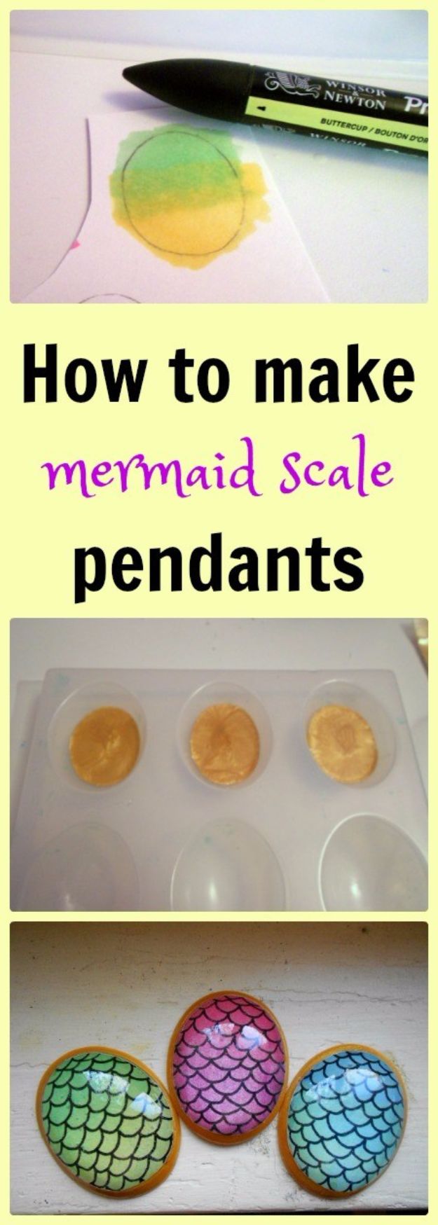 DIY Mermaid Crafts - Mermaid Scales Pendant - How To Make Room Decorations, Art Projects, Jewelry, and Makeup For Kids, Teens and Teenagers - Mermaid Costume Tutorials - Fun Clothes, Pillow Projects, Mermaid Tail Tutorial 