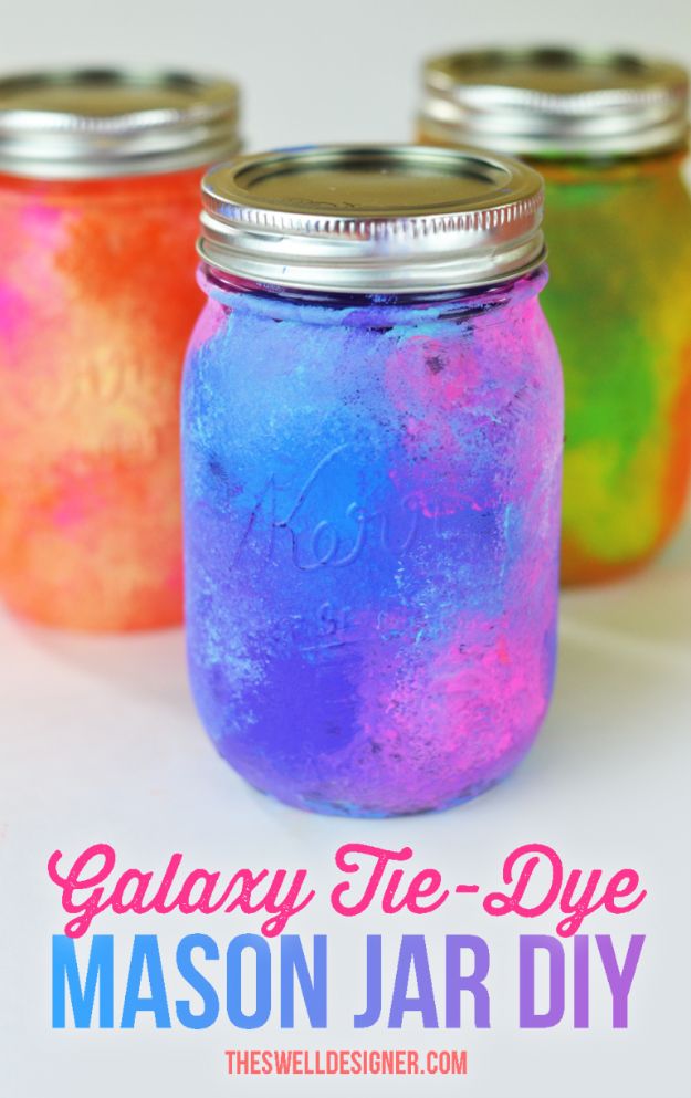 Galaxy DIY Crafts - Tie Dye Galaxy Art Mason Jars DIY - Easy Room Decor, Cool Clothes, Fun Fabric Ideas and Painting Projects - Food, Cookies and Cupcake Recipes - Nebula Galaxy In A Jar - Art for Your Bedroom - Shirt, Backpack, Soap, Decorations for Teens, Kids and Adults