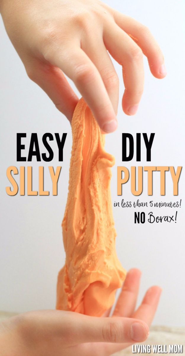 Borax Free Slime Recipes - 2-Ingredient DIY Silly Putty in Less than 5 Minutes - Safe Slimes To Make Without Glue - How To Make Fluffy Slime With Shaving Cream - Easy 3 Ingredients Glitter Slime, Clear, Galaxy, Best DIY Slime Tutorials With Step by Step Instructions #slimerecipes #slime #kidscrafts #teencrafts