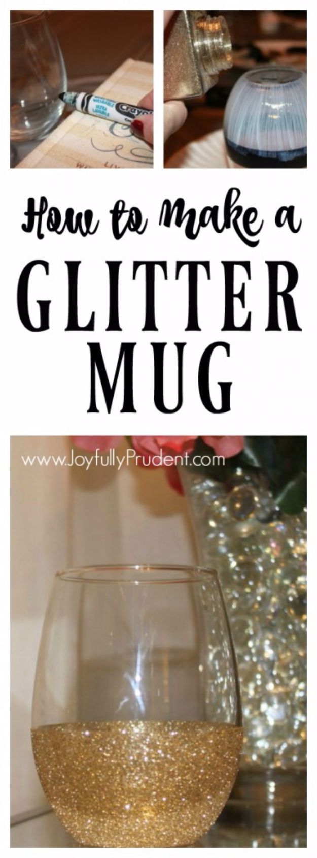 Mod Podge Crafts - Glitter Dipped Mug And Wine Glass - DIY Modge Podge Ideas On Wood, Glass, Canvases, Fabric, Paper and Mason Jars - How To Make Pictures, Home Decor, Easy Craft Ideas and DIY Wall Art for Beginners - Cute, Cheap Crafty Homemade Gifts for Christmas and Birthday Presents 