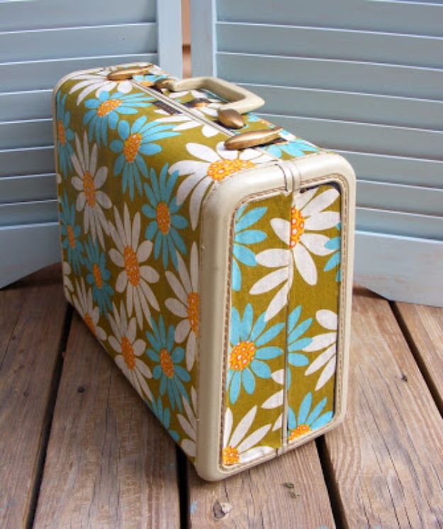 Mod Podge Crafts - Mod Podge Suitcase - DIY Modge Podge Ideas On Wood, Glass, Canvases, Fabric, Paper and Mason Jars - How To Make Pictures, Home Decor, Easy Craft Ideas and DIY Wall Art for Beginners - Cute, Cheap Crafty Homemade Gifts for Christmas and Birthday Presents 