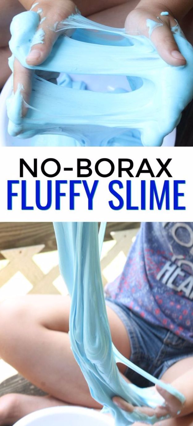 Borax Free Slime Recipes - No Borax Fluffy Slime - Safe Slimes To Make Without Glue - How To Make Fluffy Slime With Shaving Cream - Easy 3 Ingredients Glitter Slime, Clear, Galaxy, Best DIY Slime Tutorials With Step by Step Instructions #slimerecipes #slime #kidscrafts #teencrafts