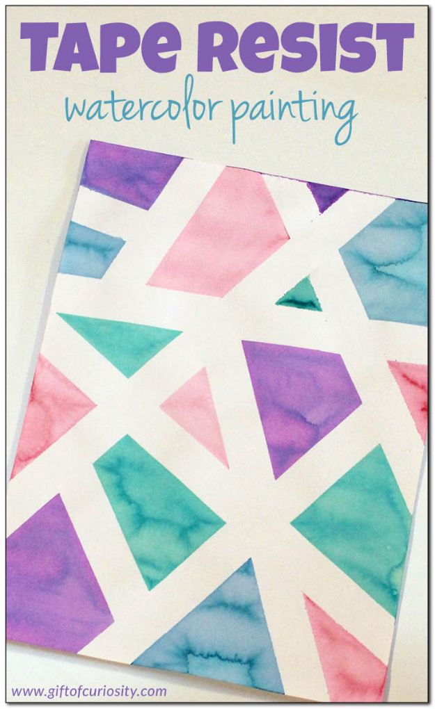 Crafts for Teens to Make and Sell - Tape Resist Watercolor Painting - Cheap and Easy DIY Ideas To Make For Extra Money - Best Things to Sell On Etsy, Dollar Store Craft Ideas, Quick Projects for Teenagers To Make Spending Cash - DIY Gifts, Wall Art, School Supplies, Room Decor, Jewelry, Fashion, Hair Accessories, Bracelets, Magneti #teencrafts #craftstosell #etsyideass