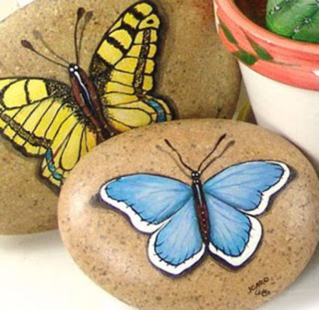 DIY Ideas With Butterflies - Butterfly Painted Stones - Cute and Easy DIY Projects for Butterfly Lovers - Wall and Home Decor Projects, Things To Make and Sell on Etsy - Quick Gifts to Make for Friends and Family - Homemade No Sew Projects- Fun Jewelry, Cool Clothes and Accessories #diyideas #butterflies #teencrafts