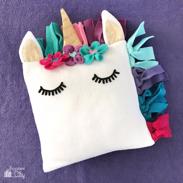 DIY Ideas With Unicorns - DIY Fleece Unicorn Pillow - Cute and Easy DIY Projects for Unicorn Lovers - Wall and Home Decor Projects, Things To Make and Sell on Etsy - Quick Gifts to Make for Friends and Family - Homemade No Sew Projects and Pillows - Fun Jewelry, Desk Decor Cool Clothes and Accessories