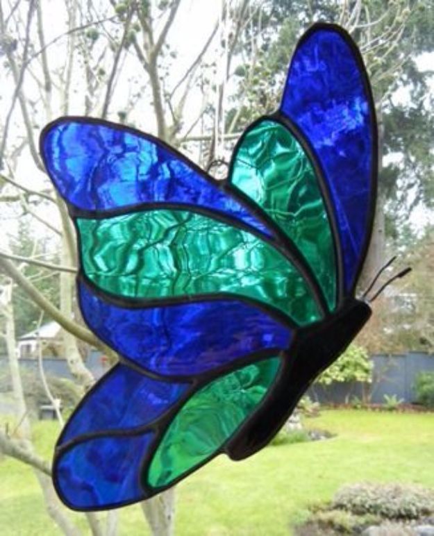 DIY Ideas With Butterflies - Stained Glass Butterfly - Cute and Easy DIY Projects for Butterfly Lovers - Wall and Home Decor Projects, Things To Make and Sell on Etsy - Quick Gifts to Make for Friends and Family - Homemade No Sew Projects- Fun Jewelry, Cool Clothes and Accessories #diyideas #butterflies #teencrafts