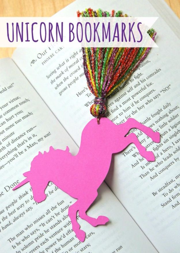 DIY Ideas With Unicorns - Unicorn Bookmarks - Cute and Easy DIY Projects for Unicorn Lovers - Wall and Home Decor Projects, Things To Make and Sell on Etsy - Quick Gifts to Make for Friends and Family - Homemade No Sew Projects and Pillows - Fun Jewelry, Desk Decor Cool Clothes and Accessories 