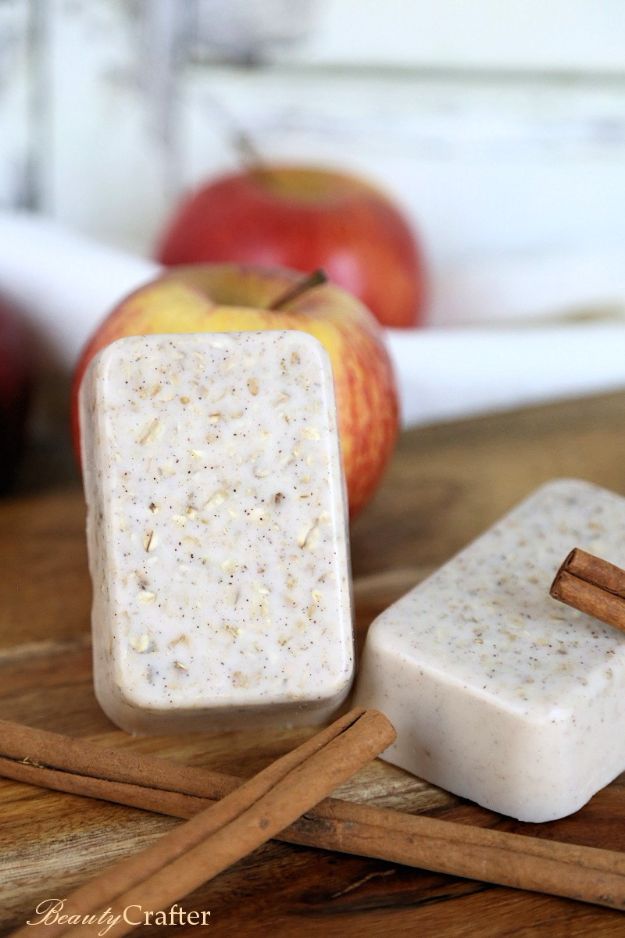 Cool Soaps To Make At Home - Apple Cinnamon Oatmeal Soap - DIY Soap Recipes and Ideas - Best Soap Tutorials for Soap Making Without Lye - Easy Cold Process Melt and Pour Tips for Beginners - Crockpot, Essential Oils, Homemade Natural Soaps and Products - Creative Crafts and DIY for Teens, Kids and Adults #soapmaking #diygifts #soap #soaprecipes