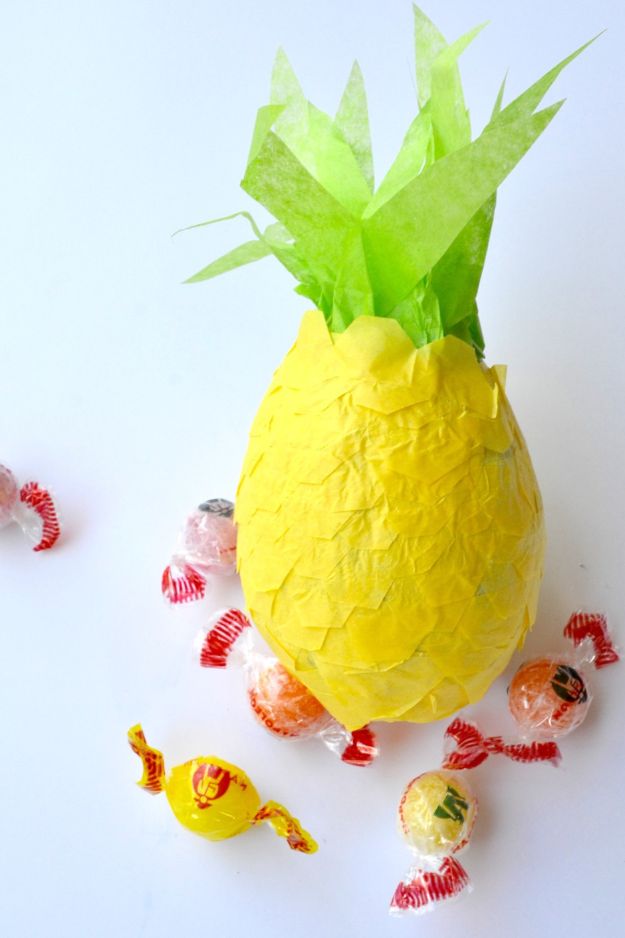 Creative Paper Mache Crafts - Personal Pineapple Piñatas - Easy DIY Ideas for Making Paper Mache Projects - Cool Newspaper and Paper Bag Craft Tips - Recipe for for How To Make Homemade Paper Mashe paste - Halloween Masks and Costume Tutorials - Sculpture, Animals and Ideas for Kids #diyideas #papermache #teencrafts #crafts