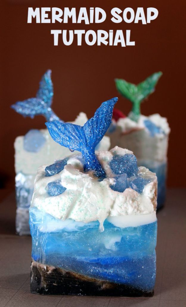 Soap Recipes DIY - Mermaid Soap - DIY Soap Recipe Ideas - Best Soap Tutorials for Soap Making Without Lye - Easy Cold Process Melt and Pour Tips for Beginners - Crockpot, Essential Oils, Homemade Natural Soaps and Products - Creative Crafts and DIY for Teens, Kids and Adults #soaprecipes #diygifts #soapmaking