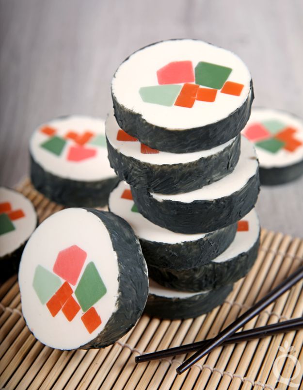 Soap Recipes DIY - Sushi Soap - DIY Soap Recipe Ideas - Best Soap Tutorials for Soap Making Without Lye - Easy Cold Process Melt and Pour Tips for Beginners - Crockpot, Essential Oils, Homemade Natural Soaps and Products - Creative Crafts and DIY for Teens, Kids and Adults #soaprecipes #diygifts #soapmaking