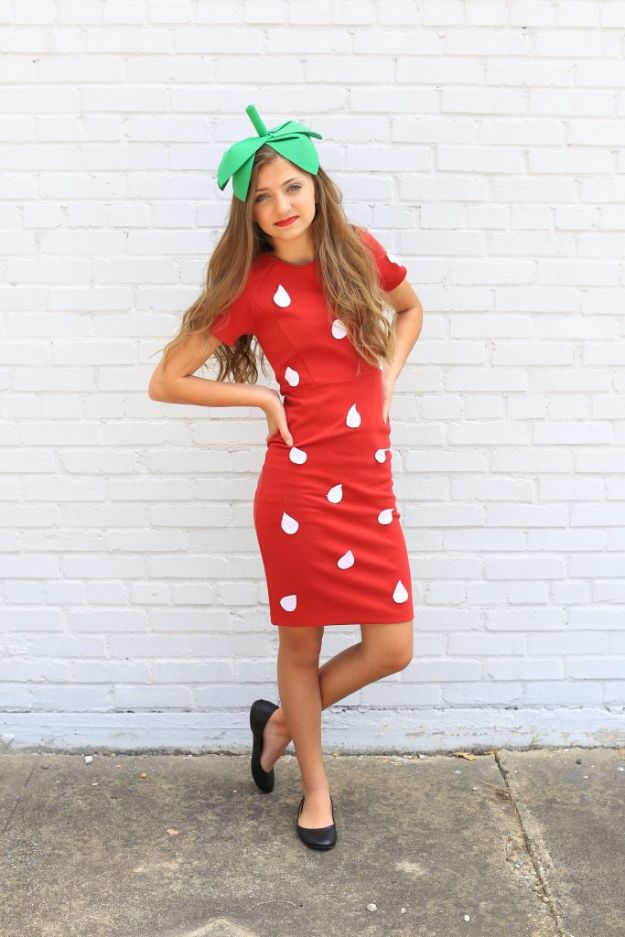 Teen Costume Ideas - Strawberry Costume - Easy Costumes for Halloween - Cheap DIY Costumes for Teens - Scary, Spooky, Ideas for Couples, Groups and Friends - Quick Last Minute Hallloween Costumes, Best Celebrity Ideas - Dolls, Zombies, Ghosts, Makeup Tutorials Teenagers Dress Up Idea-