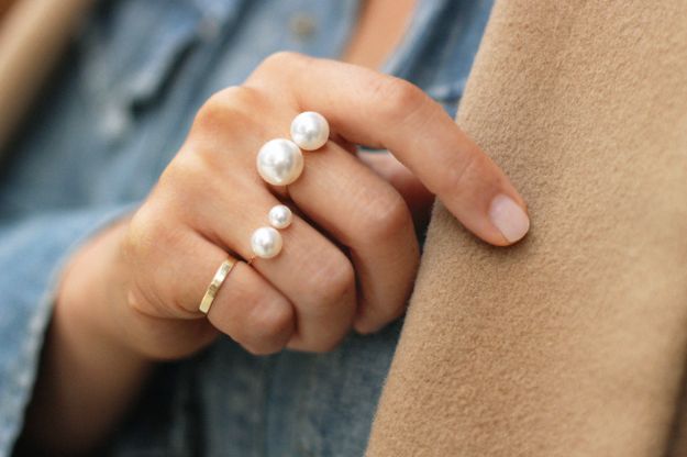 DIY Rings - DIY Pearl Ring - Easy Ring Tutorial for Wore, Paperclip, Stone Jewelry, Wood, Metal, Boho Ideas - Cheap Jewelry Making Ideas #diyjewelry #rings