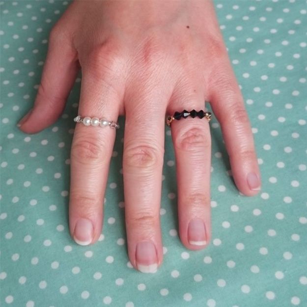 DIY Rings - Delicate Beaded Ring - Easy Ring Tutorial for Wore, Paperclip, Stone Jewelry, Wood, Metal, Boho Ideas - Cheap Jewelry Making Ideas #diyjewelry #rings