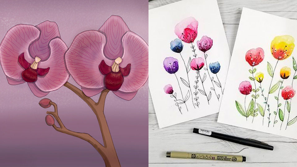 Flower Drawing Images Without Colour - Kolejowy Swiat