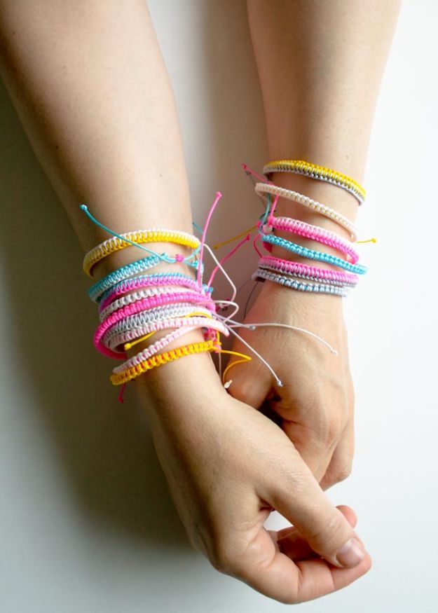 DIY Friendship Bracelets - Breezy Friendship Bracelets - Woven, Beaded, Leather and String - Cheap Embroidery Thread Ideas - DIY gifts for Teens