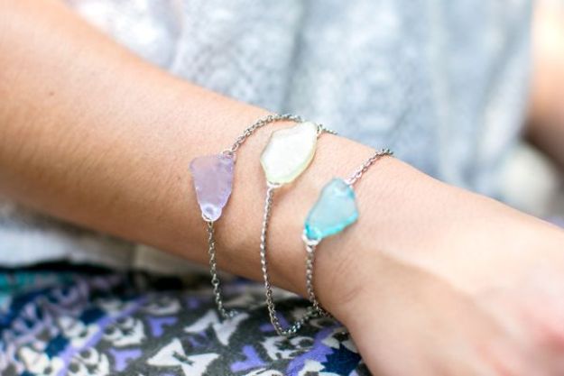 DIY Friendship Bracelets - DIY Sea Glass Bracelet - Woven, Beaded, Leather and String - Cheap Embroidery Thread Ideas - DIY gifts for Teens