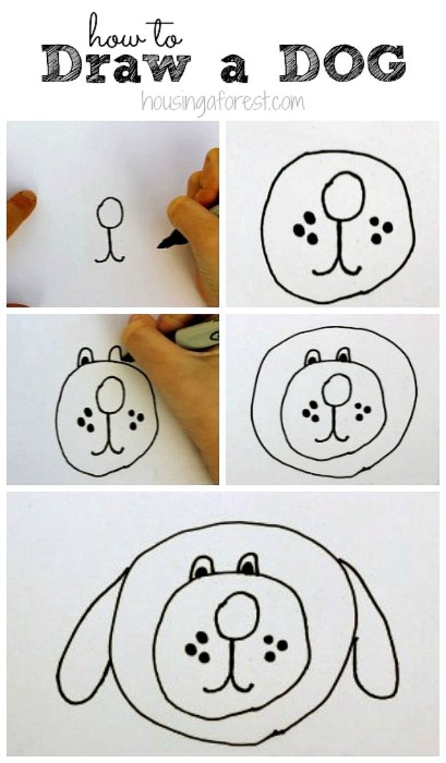 simple dog drawing step by step