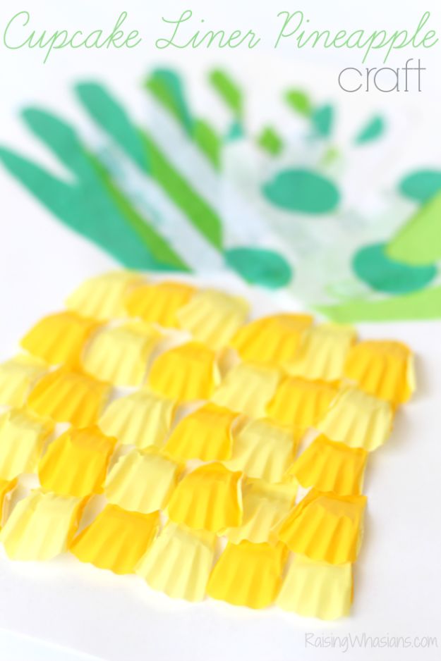 Pineapple Crafts - Cupcake Liner Pineapple Craft - Cute Craft Projects That Make Cool DIY Gifts - Wall Decor, Bedroom Art, Jewelry Idea