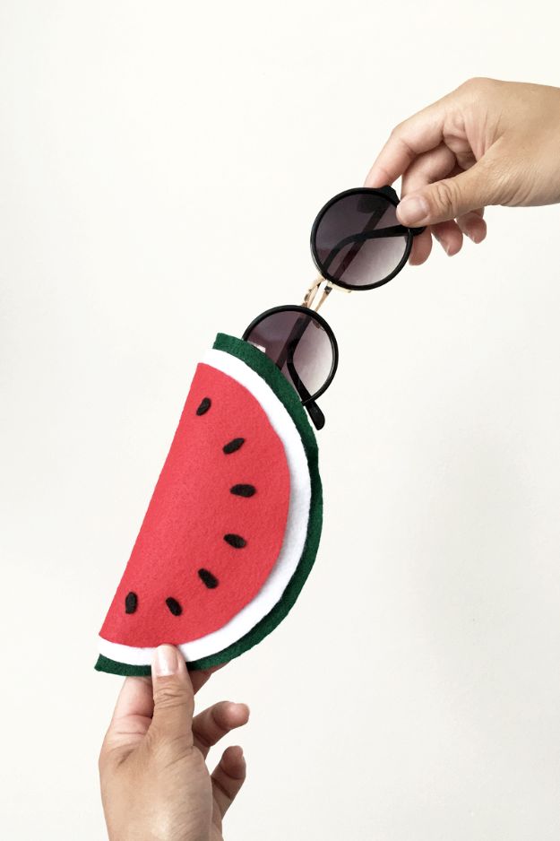 Watermelon Crafts - DIY Watermelon Sunglass Case - Easy DIY Ideas With Watermelons - Cute Craft Projects That Make Cool DIY Gifts - Wall Decor, Bedroom Art, Jewelry Idea