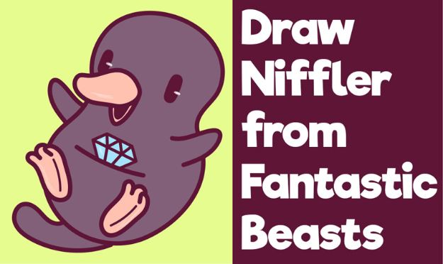 Easy Things to Draw When You Are Bored - Quick and Cool Drawing Lessons for Fun Art - How To Draw Basic Things, Cartoons, Animals, Flowers, People, An Eye Eyes - How to Draw Niffler - Easy Niffler Drawses - How to Draw Niffler from Fantastic Beasts and Where to Find Them