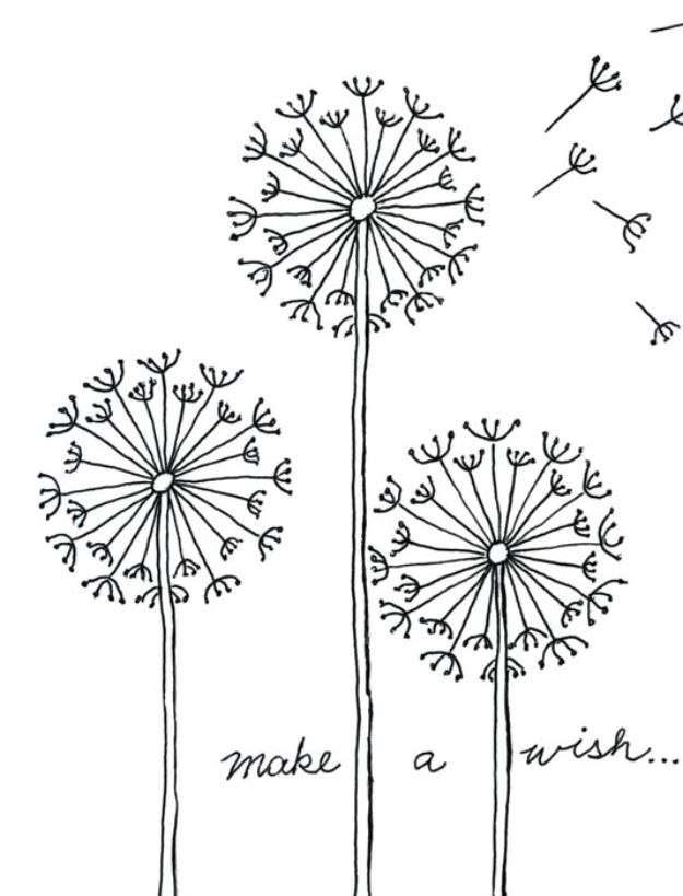 Easy Things to Draw When You Are Bored - Draw a Dandelion - Quick and Cool Drawing Lessons for Fun Art - How to Draw Basic Things, Cartoons, Animals, Flowers, People